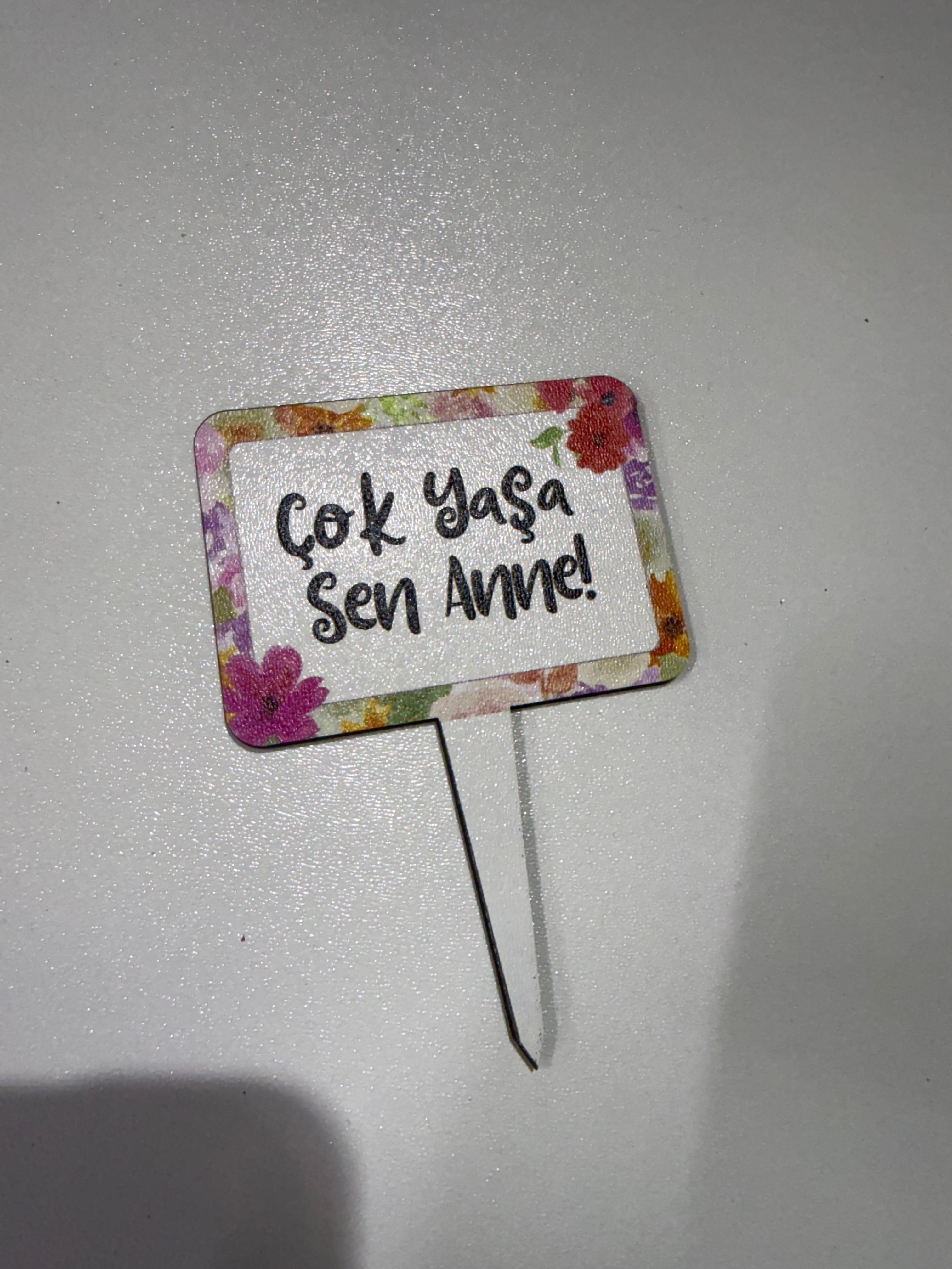 20'li Ahşap Baskılı Anneler Günü Pasta Topper Seti (Tanesi 10 TL)