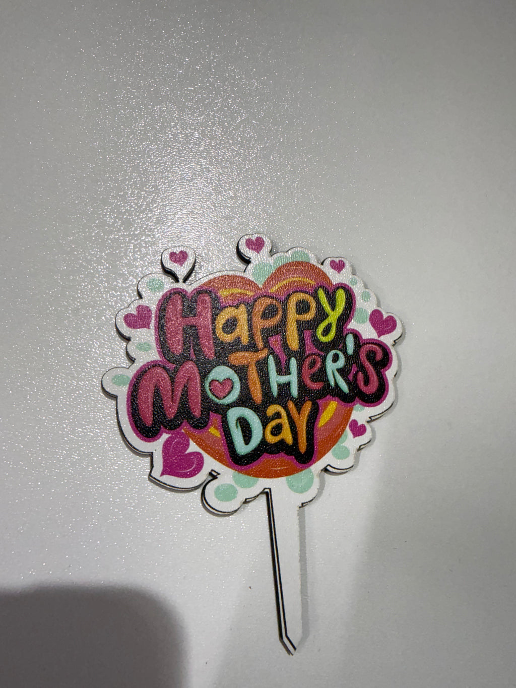 20'li Renkli Ahşap "Happy Mother's Day" Pasta Topper Seti (Tanesi 10 TL)