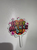 20'li Renkli Ahşap "Happy Mother's Day" Pasta Topper Seti (Tanesi 10 TL)