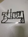 20'li Gümüş Aynalı Pleksi Çerçeveli "Happy Birthday" Pasta Üstü Süs (Cake Topper) - Toptan Fiyat Avantajı