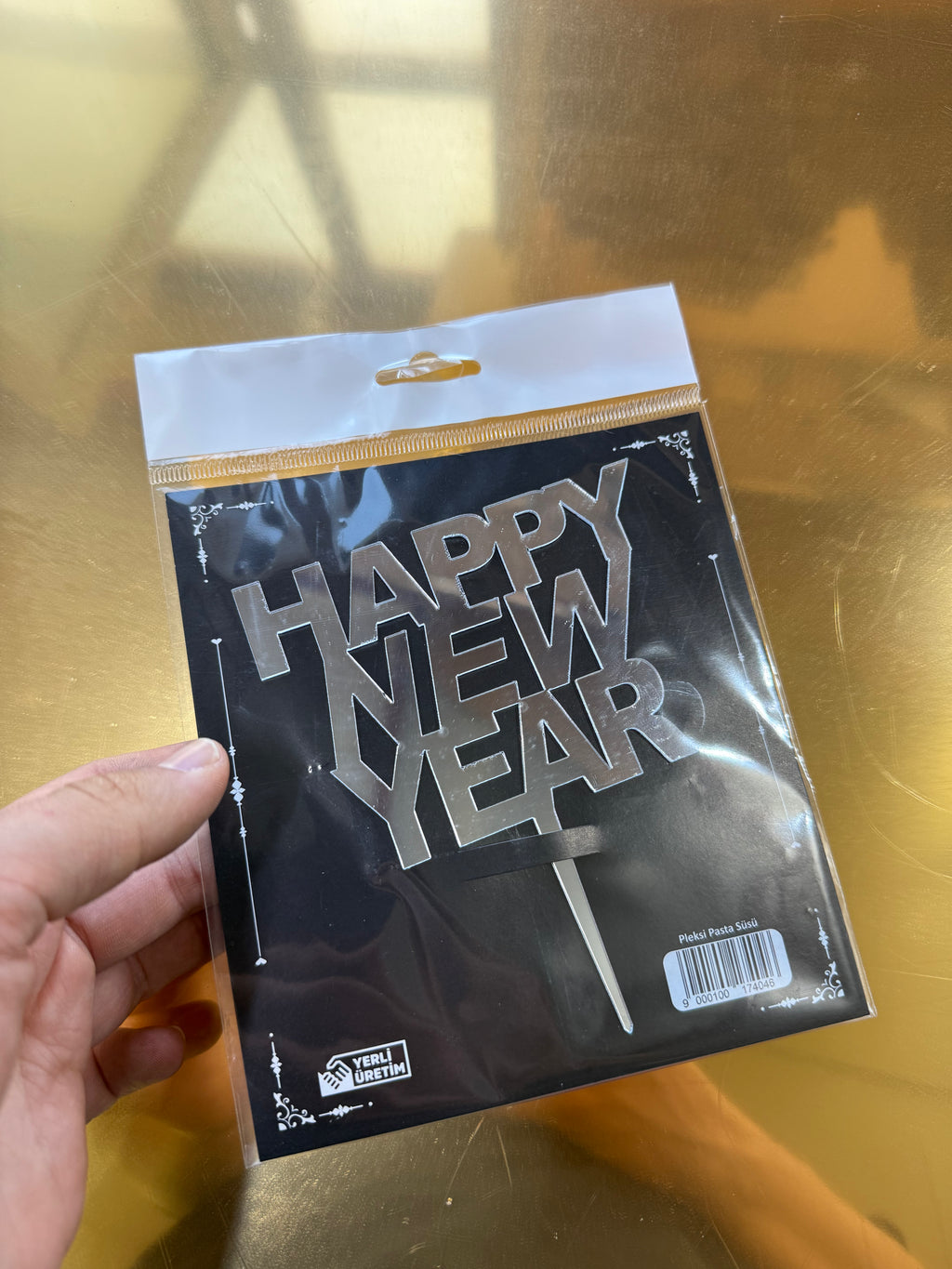 20'li Gümüş Aynalı Pleksi "Happy New Year" Pasta Üstü Süs (Cake Topper) - Toptan Fiyat Avantajı