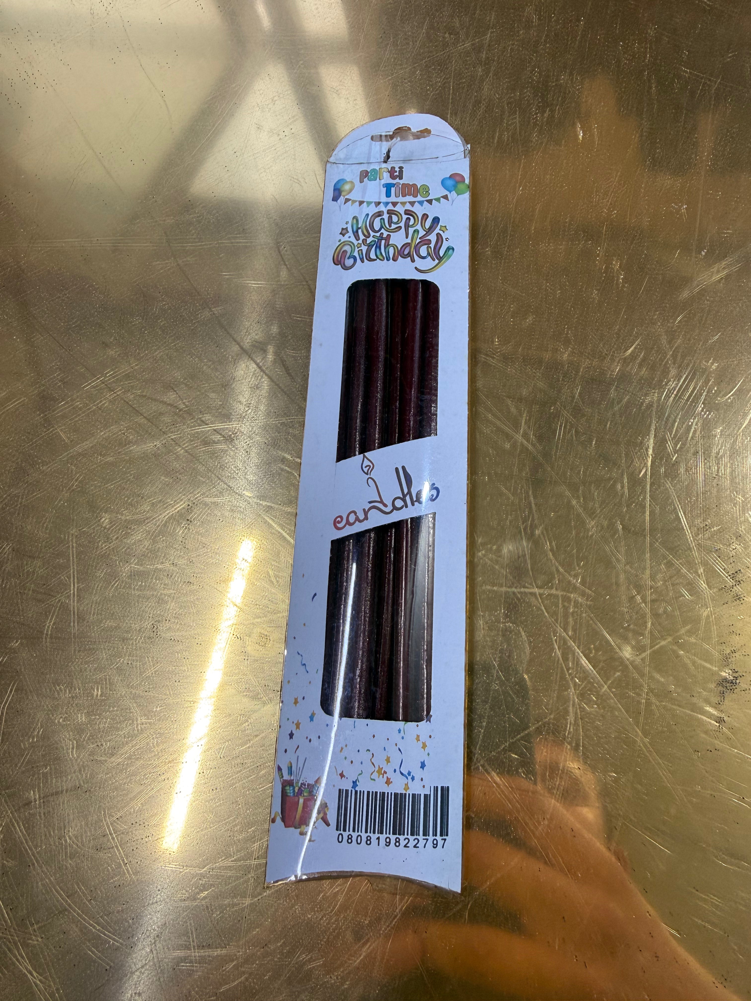 10'lu Paket - 7'li Metalik İnce Uzun Pasta Mumu (Kahverengi) - Toptan Fiyat Avantajı