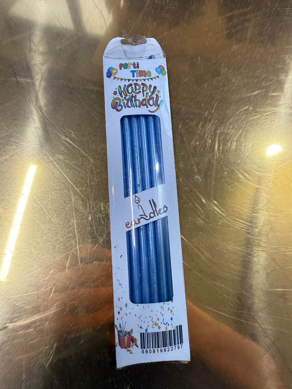 10'lu Paket - 7'li Mavi İnce Uzun Pasta Mumu (Toptan Fiyat Avantajı)