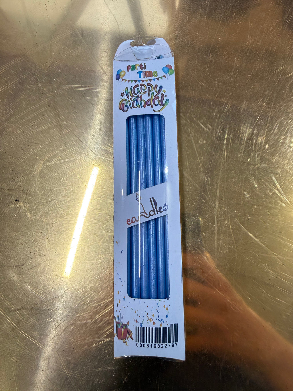 10'lu Paket - 7'li Mavi İnce Uzun Pasta Mumu (Toptan Fiyat Avantajı)