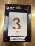 20'li Pleksi "3" Rakamı Pasta Üstü Süs (Cake Topper) - Toptan Fiyat Avantajı
