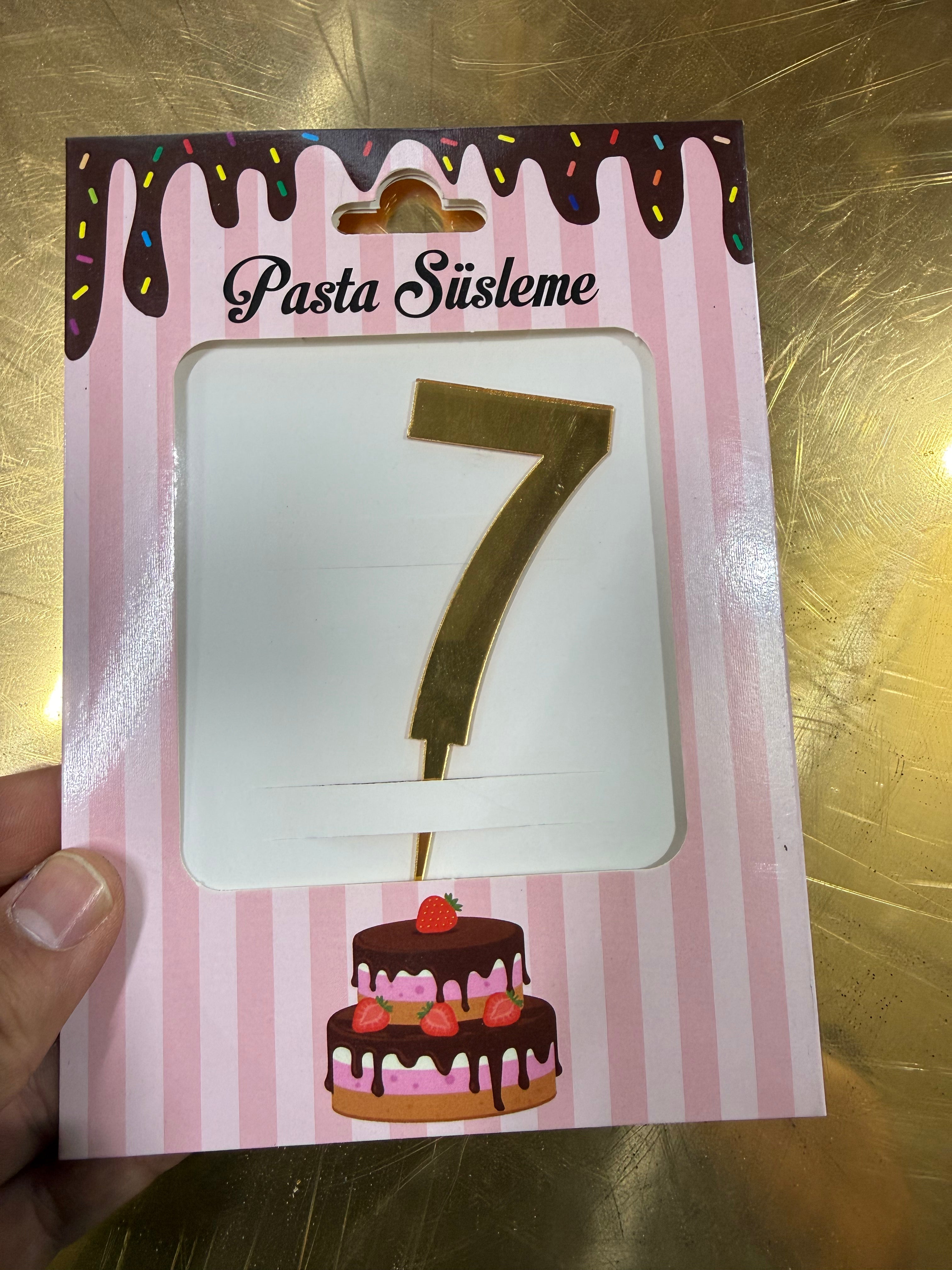 20'li Pleksi "7" Rakamı Pasta Üstü Süs (Cake Topper) - Toptan Fiyat Avantajı