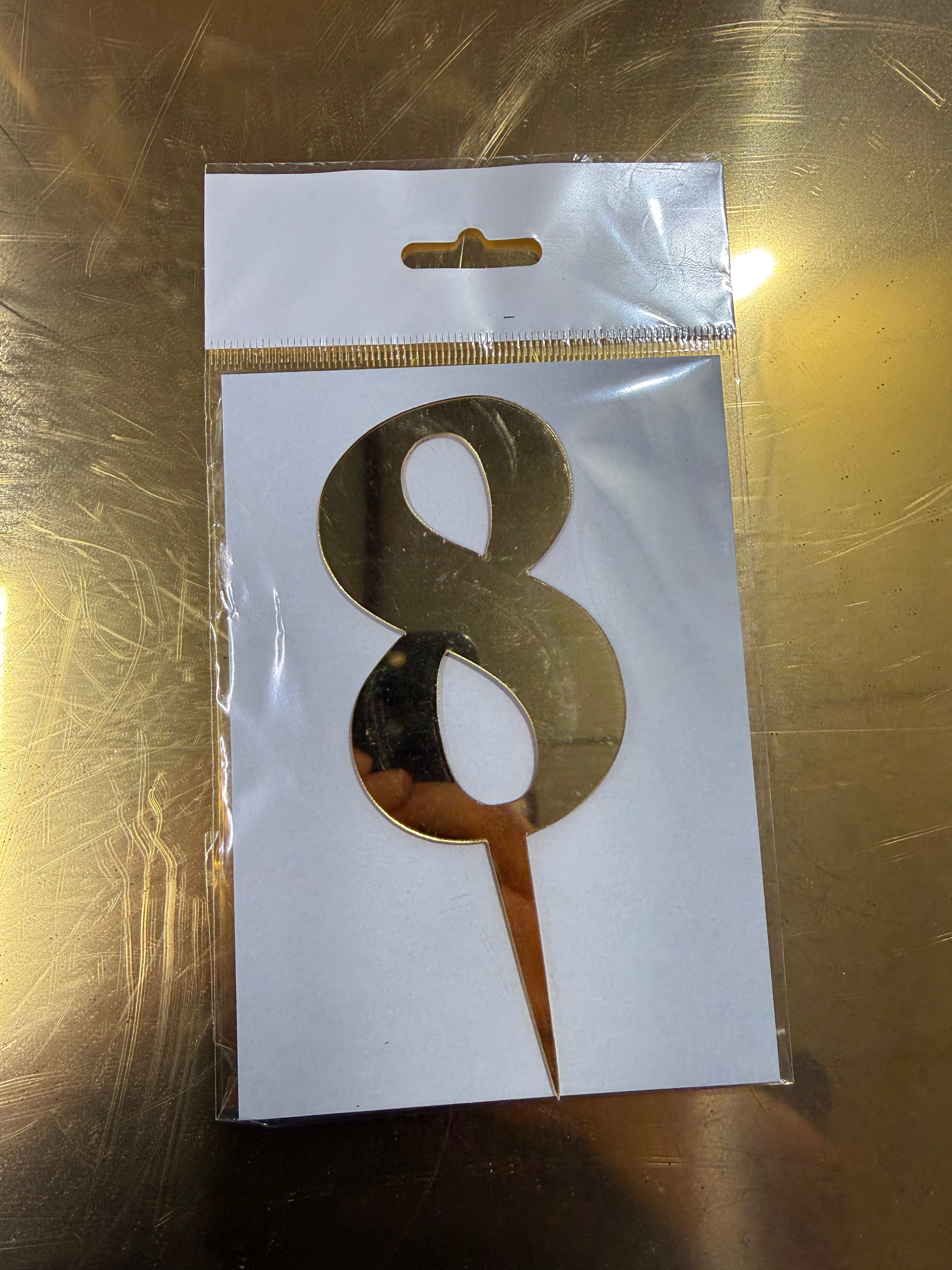 20'li Pleksi "8" Rakamı Pasta Üstü Süs (Cake Topper) - Toptan Fiyat Avantajı
