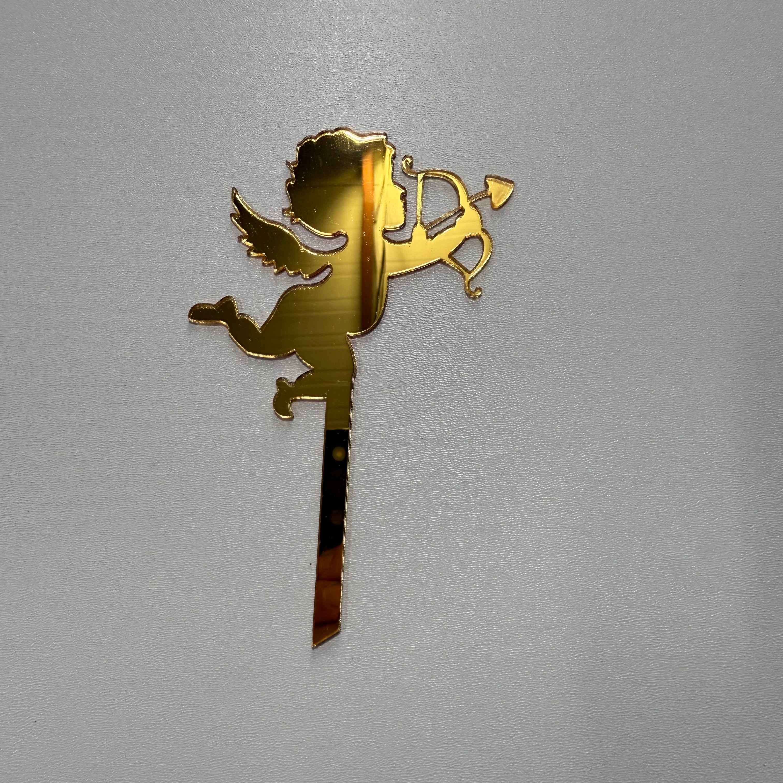 20’li Paket Aynalı Gold Pleksi Cupid (Aşk Tanrısı) Pasta Süsü Seti – Tanesi 10 TL