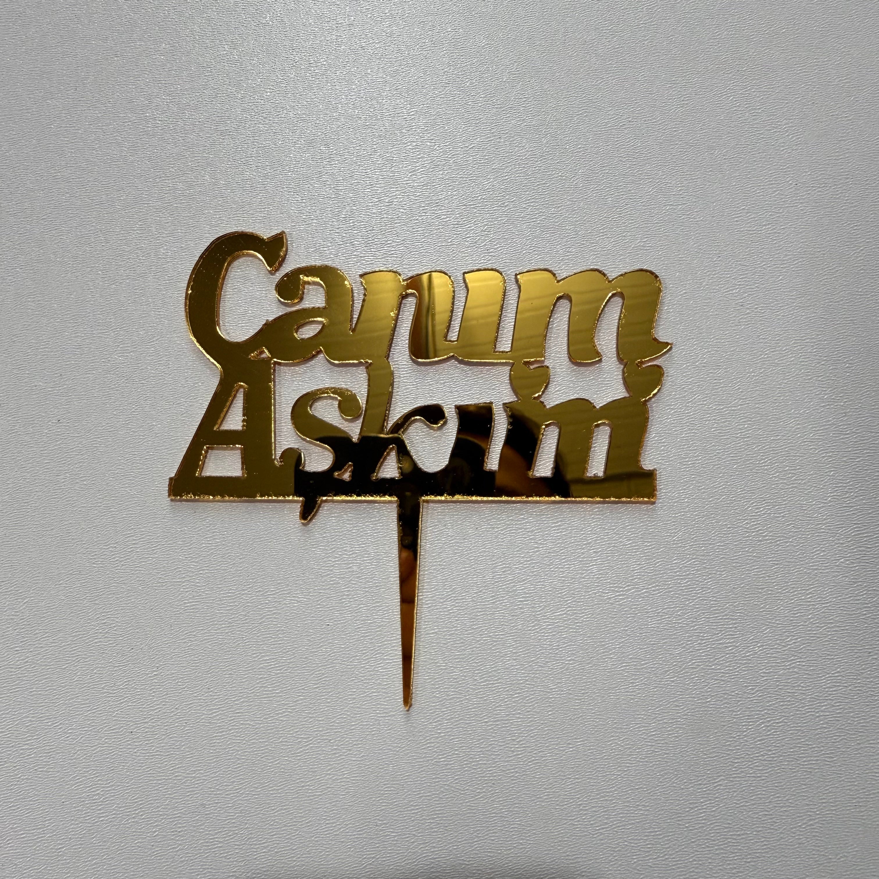 20’li Paket Aynalı Gold Pleksi "Canım Aşkım" Pasta Süsü Seti – Tanesi 10 TL