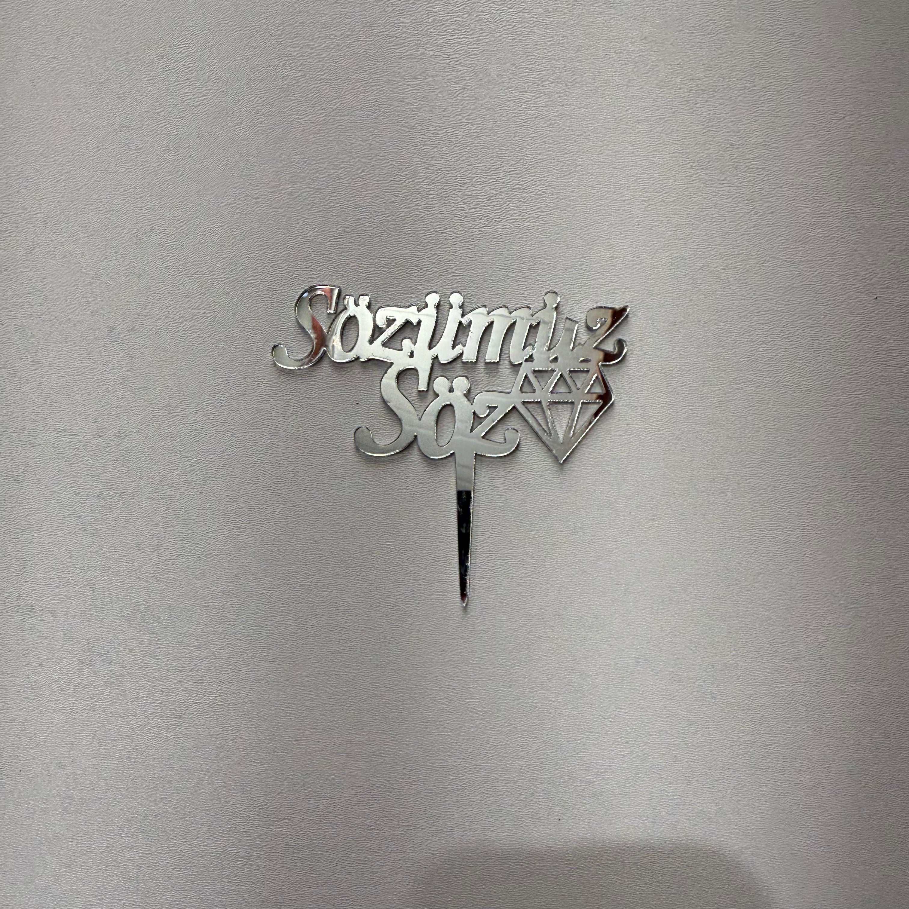 20’li Paket Aynalı Gümüş (Silver) Pleksi Pasta Süsü Seti – Tanesi 10 TL