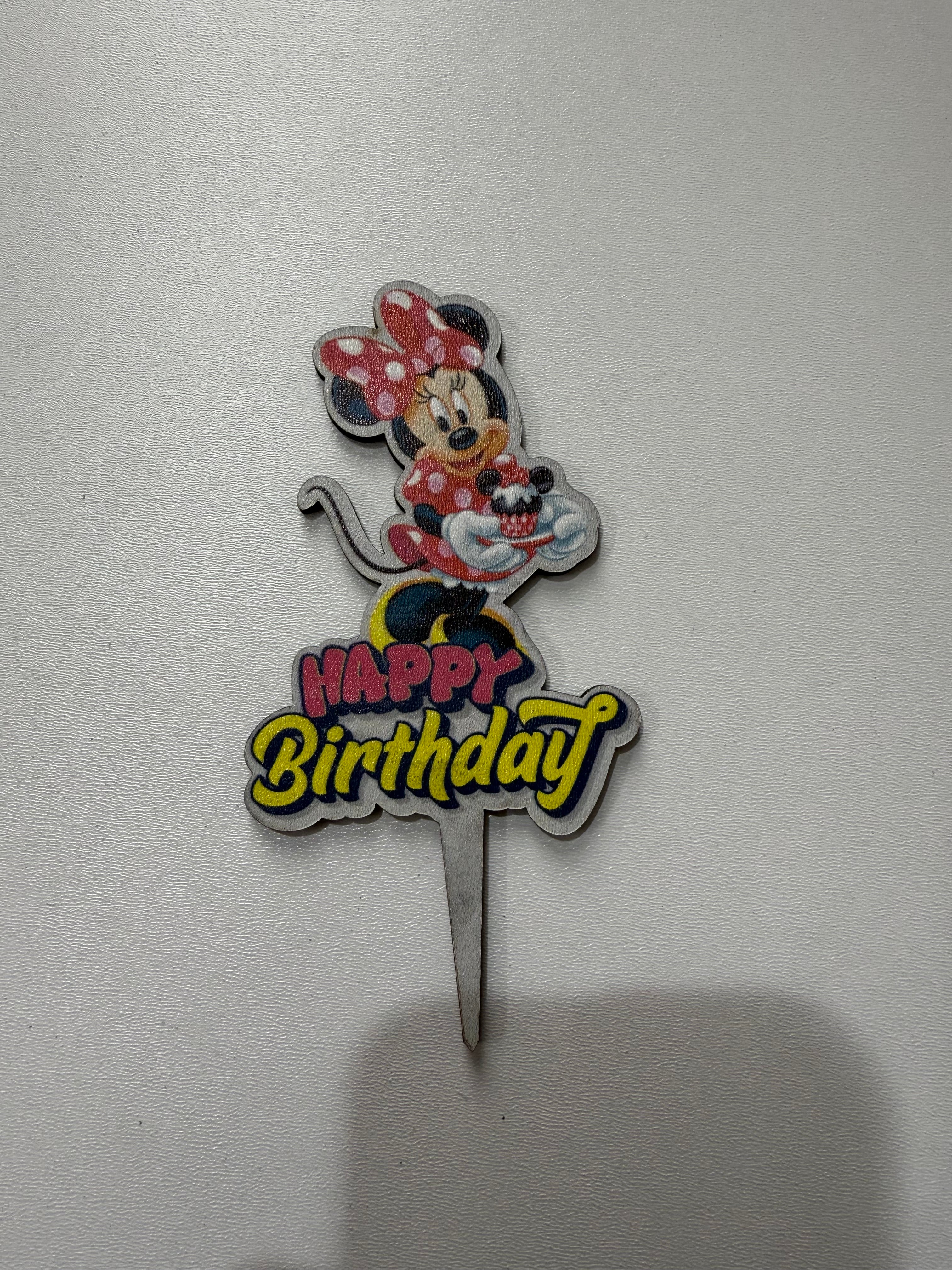 20’li Paket MDF Baskılı Minnie Mouse Pasta Süsü Seti – Tanesi 10 TL