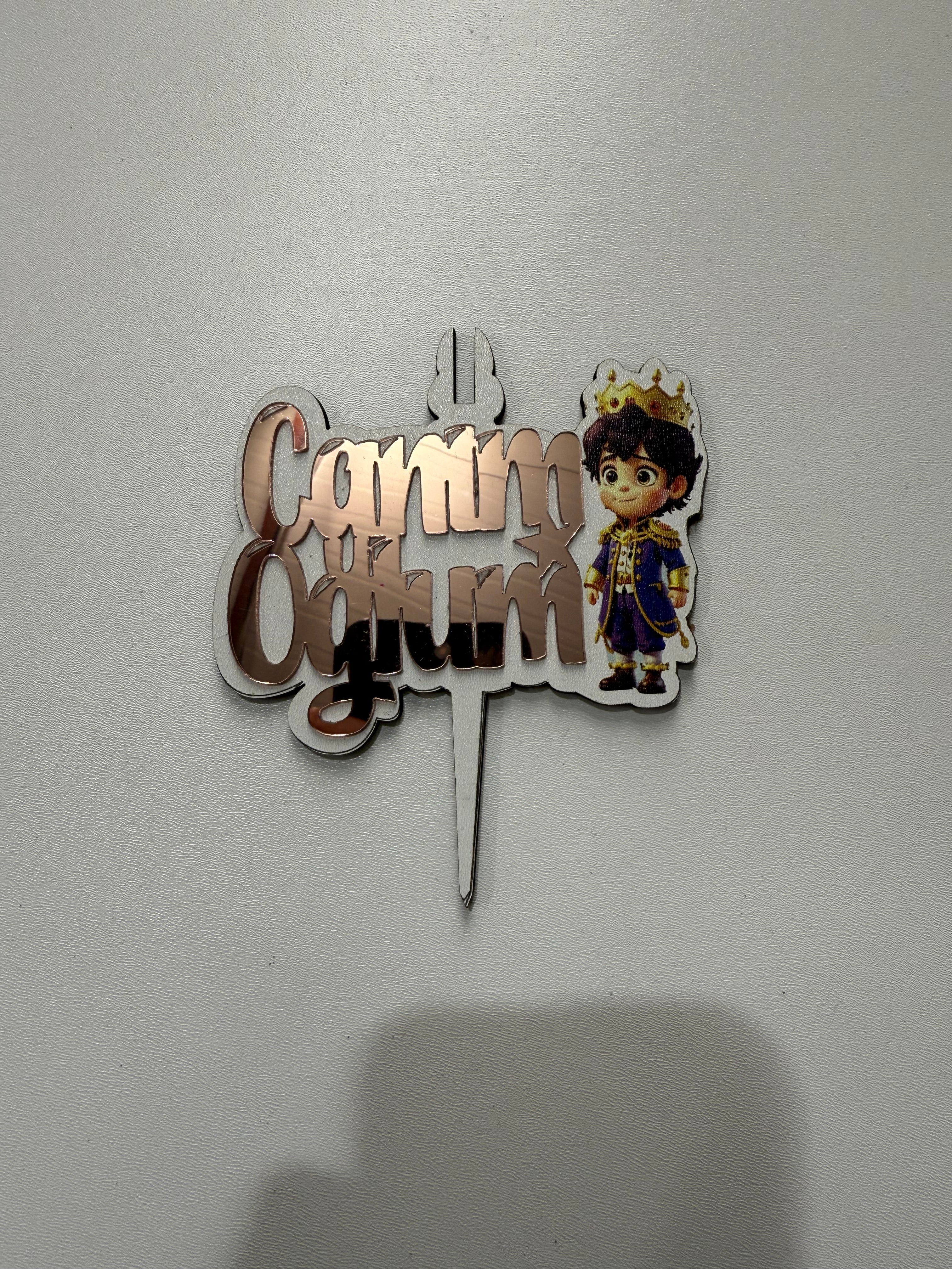 20’li Paket Aynalı Pleksi & MDF Baskılı "Canım Oğlum" Pasta Süsü Seti