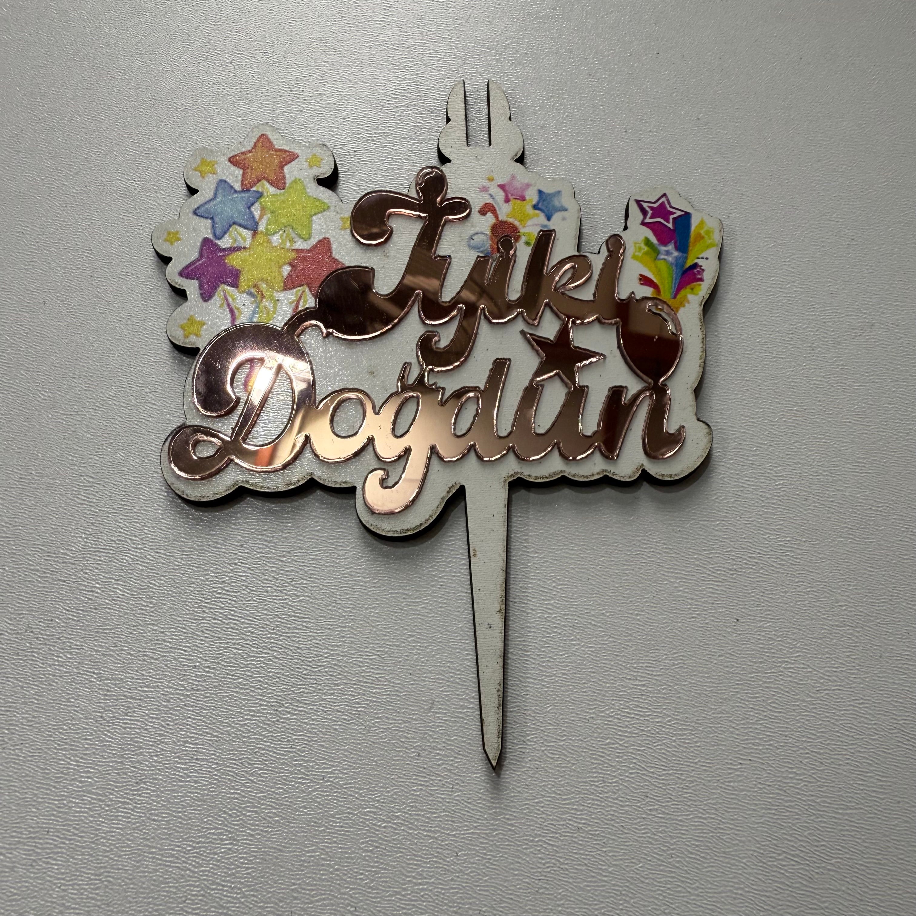 20’li Paket Aynalı Pleksi & MDF Baskılı "İyiki Doğdun" Yıldız Serisi