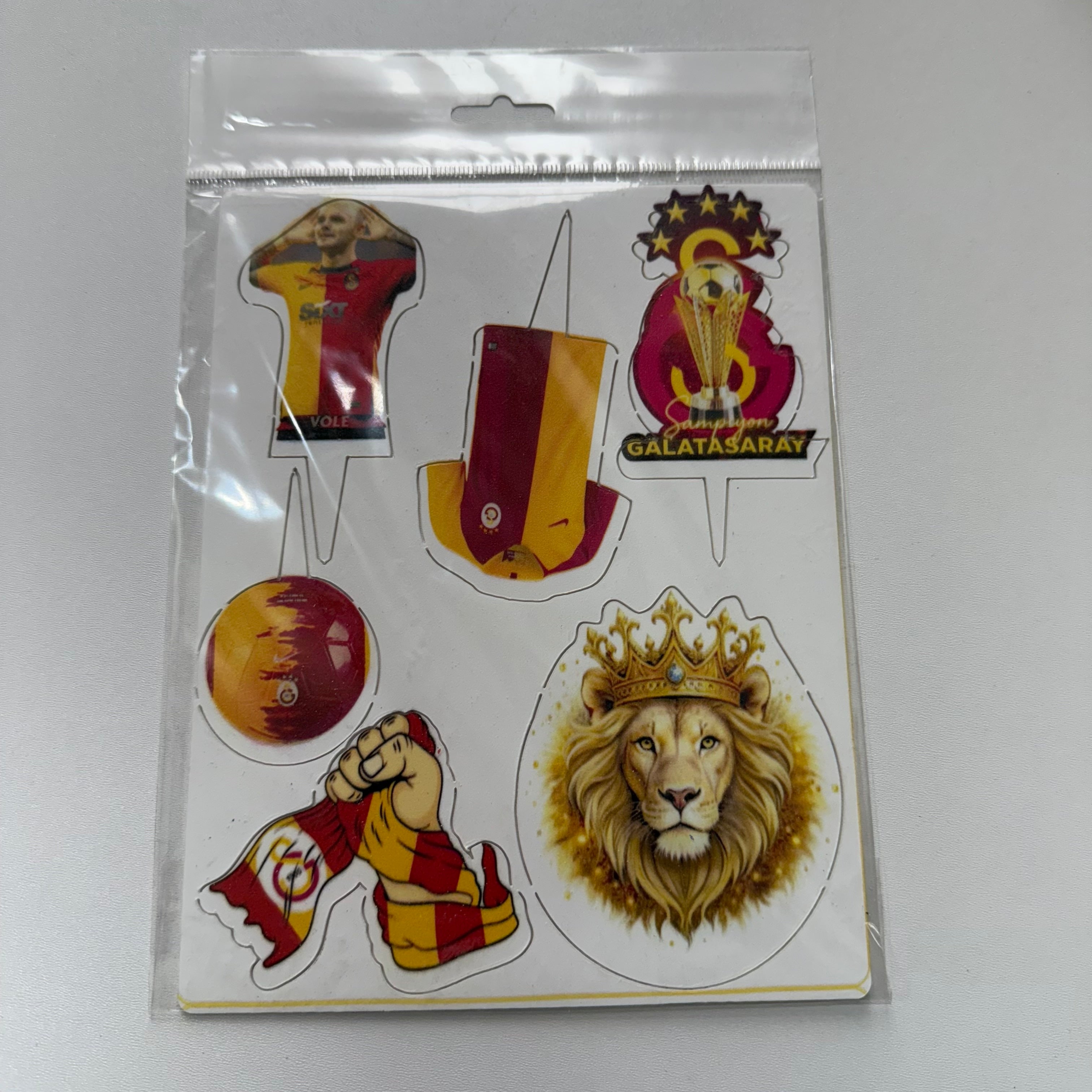 20’li Paket MDF Baskılı Galatasaray Pasta Süsü Seti – Tanesi 10 TL