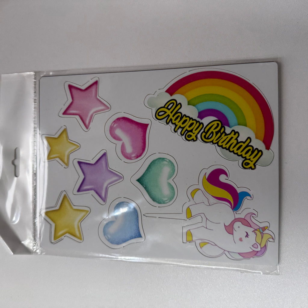 20’li Paket Unicorn ve Gökkuşağı Pasta Süsü – "Sihirli Bir Kutlamanın Parıltısı"