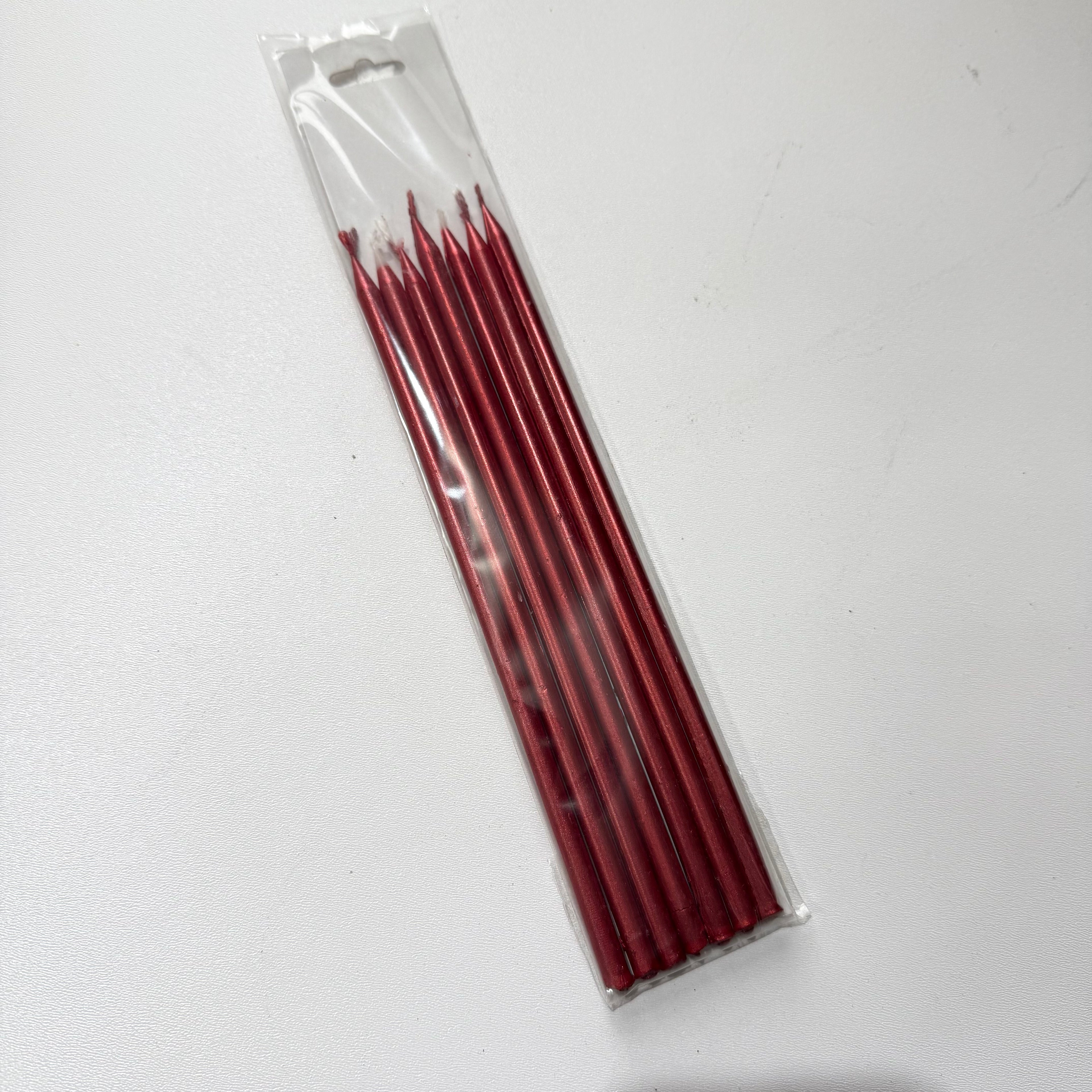 10-Piece Set: 7-Count Metallic Red Stick Candles – "Multiply the Energy of Celebrations with Wholesale Advantage"