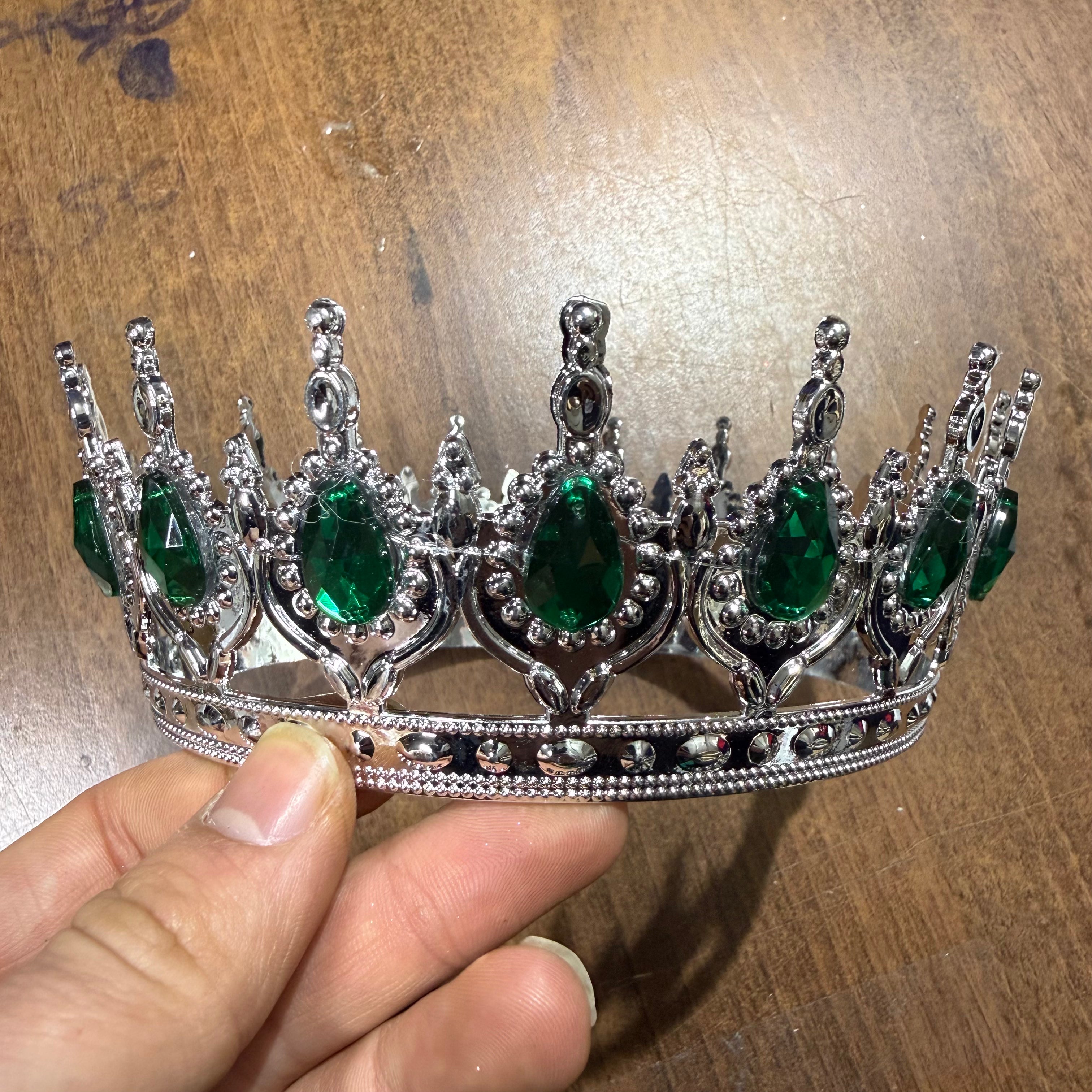 (5 Adet) Kristal Işıltılı Gümüş Kostüm Tacı – Zarif Detaylı Parti Aksesuarı