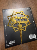 20-Pack Geometric Frame Mirrored Plexi "Happy Birthday" Cake Topper - Gold Series