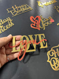10-Piece Gold Mirrored Plexiglass Love Sign - Modern Cake Topper