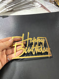 10-Piece Geometric Gold Mirrored Plexi Happy Birthday Cake Topper Set