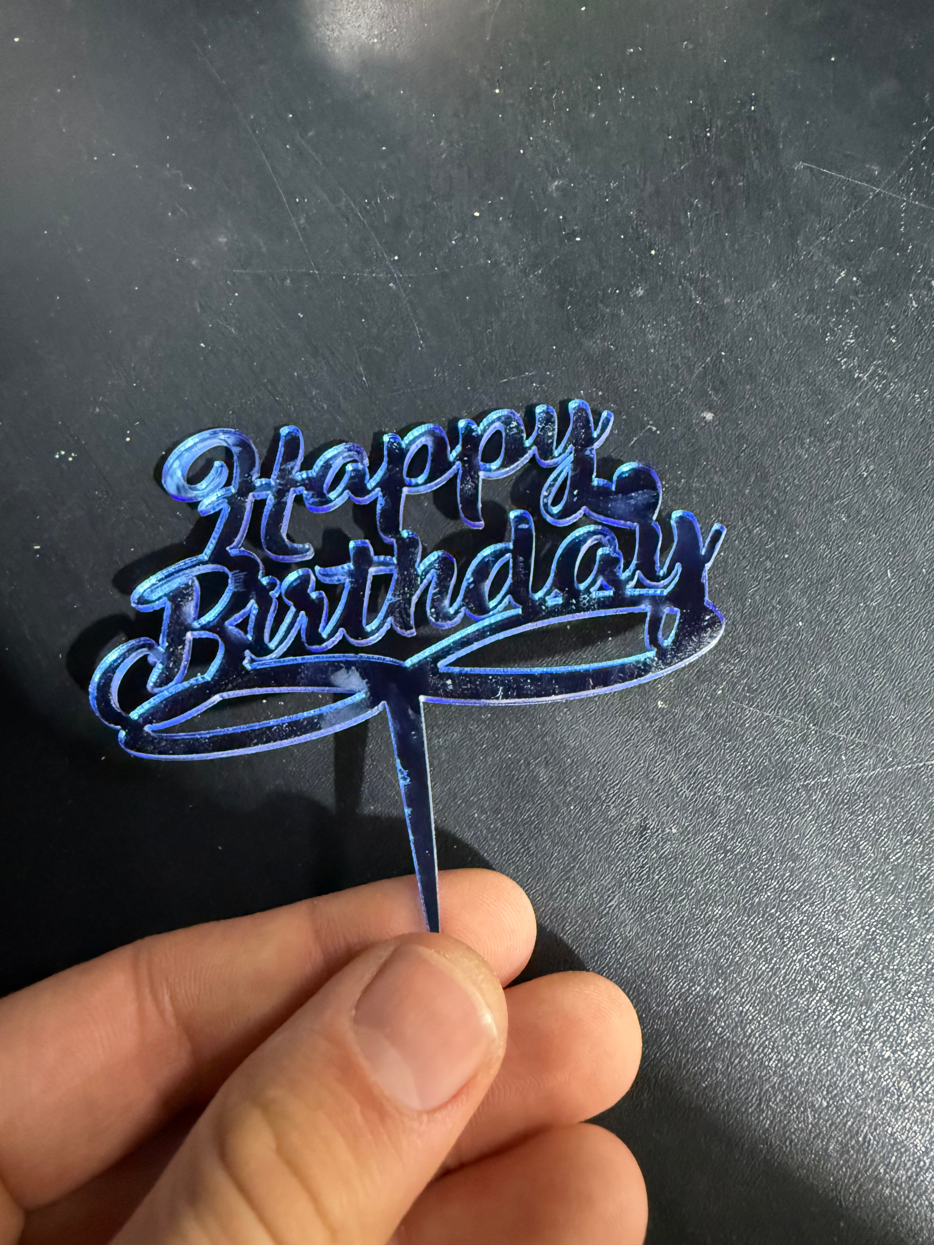 20th Happy Birthday Cake Topper Blue Plexiglass
