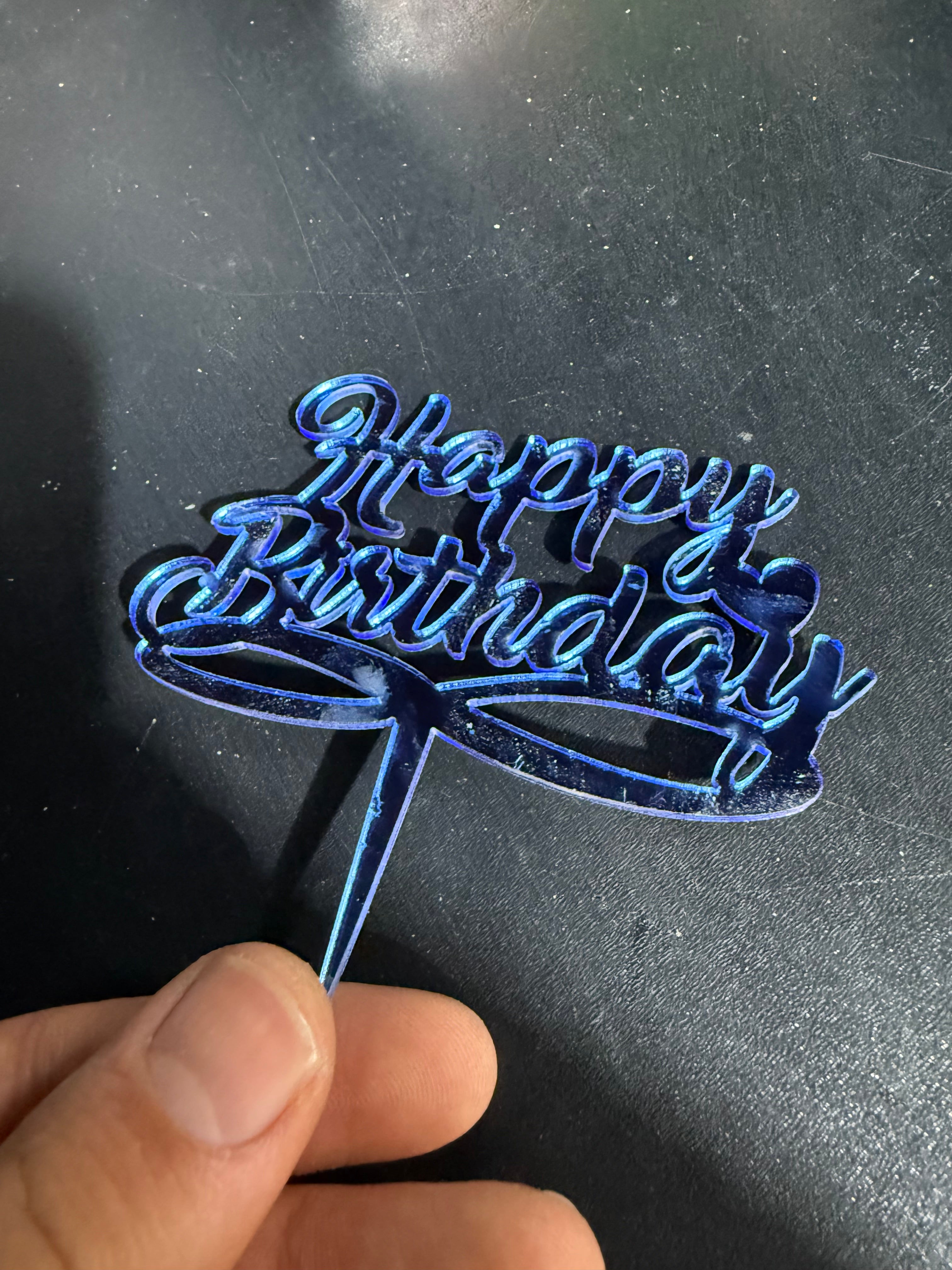 20th Happy Birthday Cake Topper Blue Plexiglass