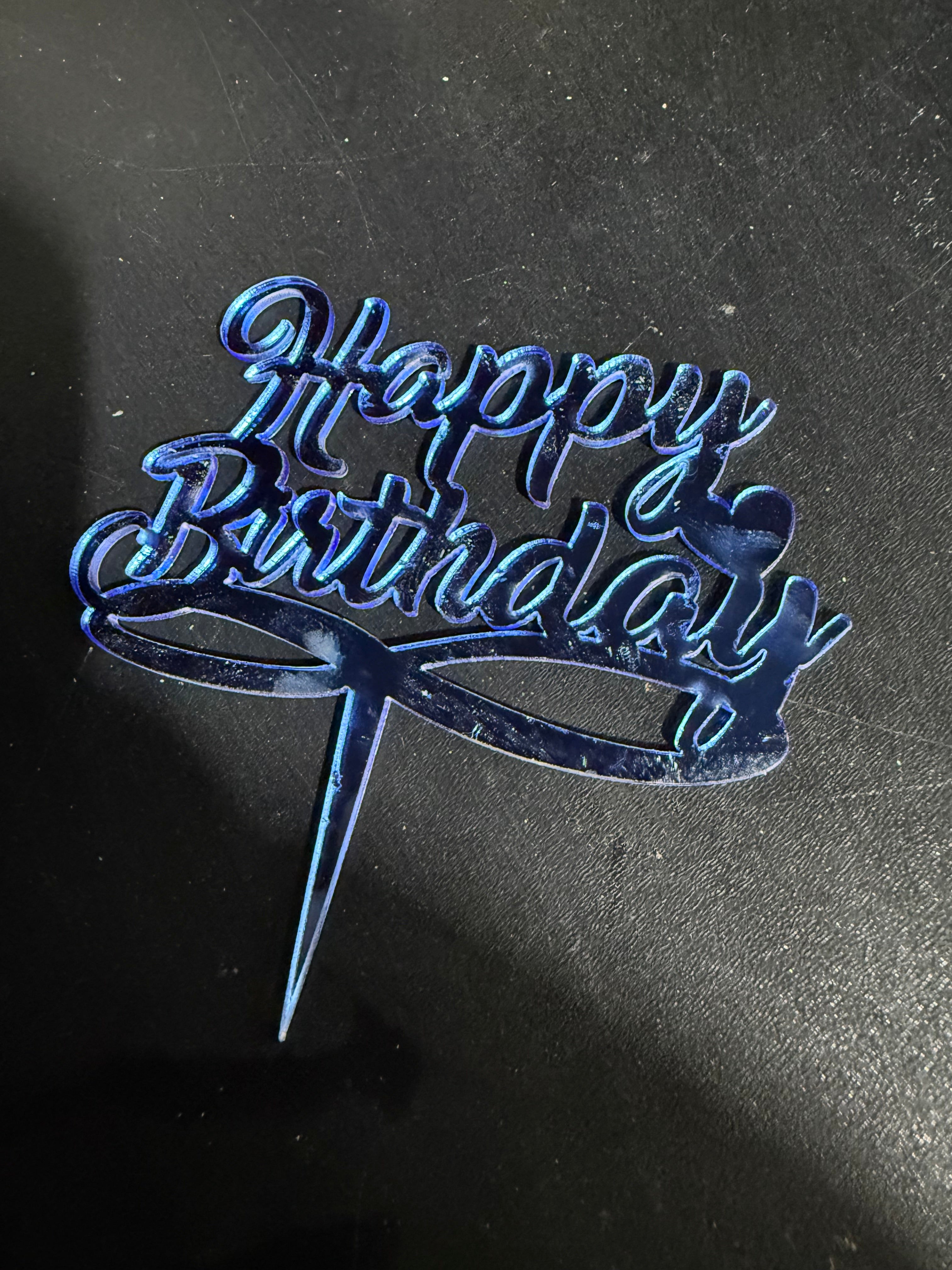 20th Happy Birthday Cake Topper Blue Plexiglass