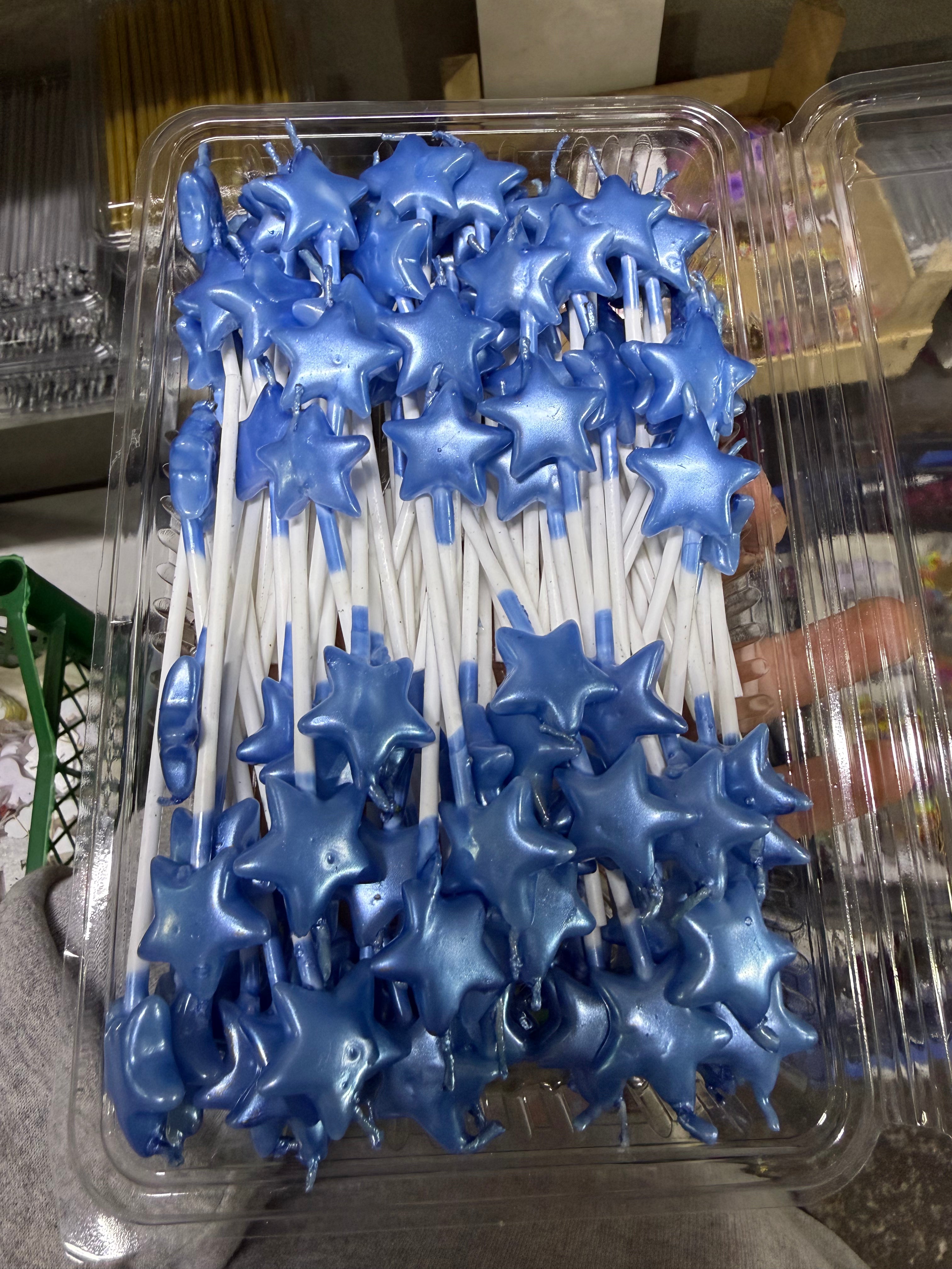 100-Pack: Metallic Blue Star Cake Candle Set – "Shine Like the Stars in Your Celebrations"