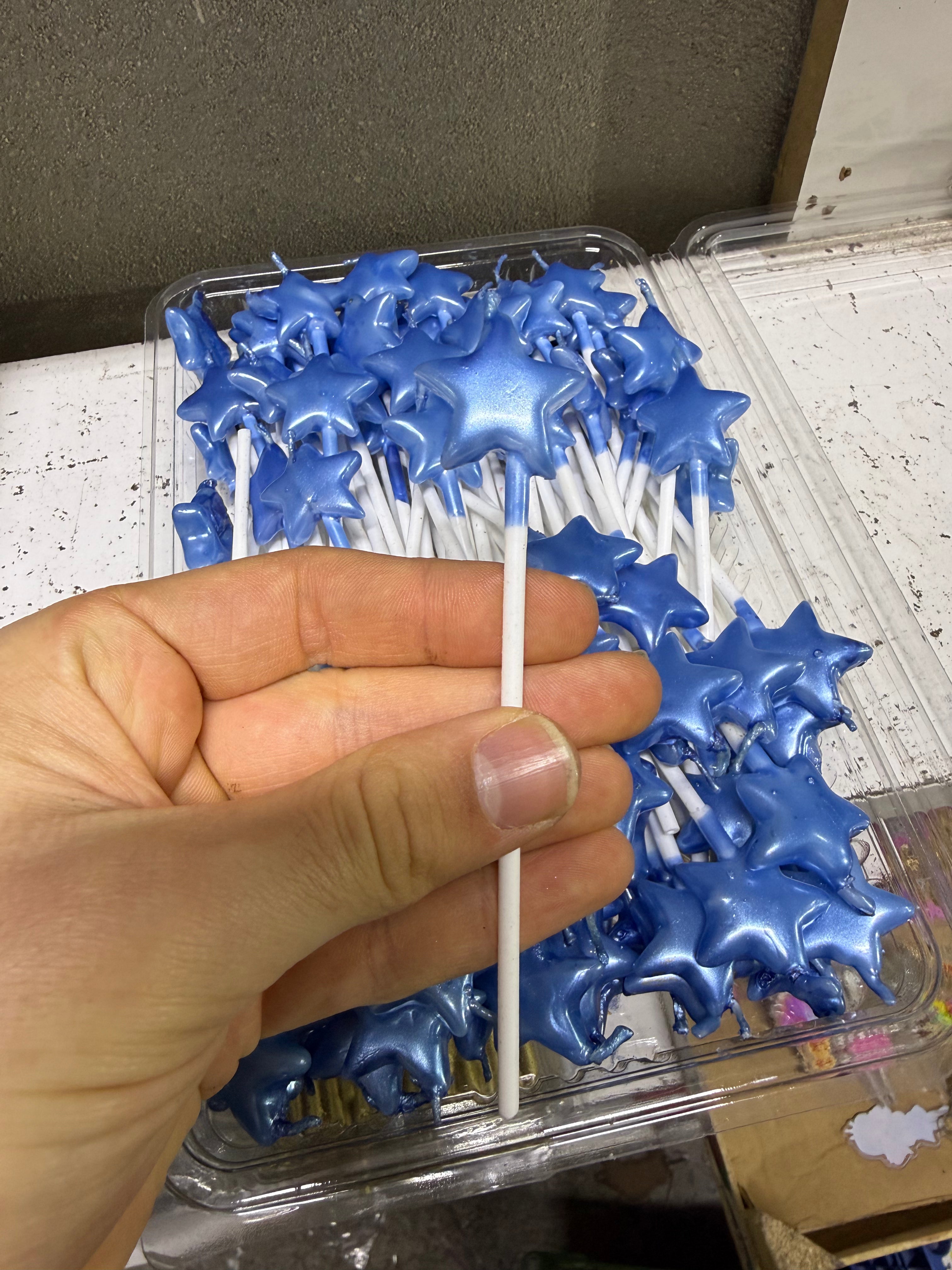 100-Pack: Metallic Blue Star Cake Candle Set – "Shine Like the Stars in Your Celebrations"