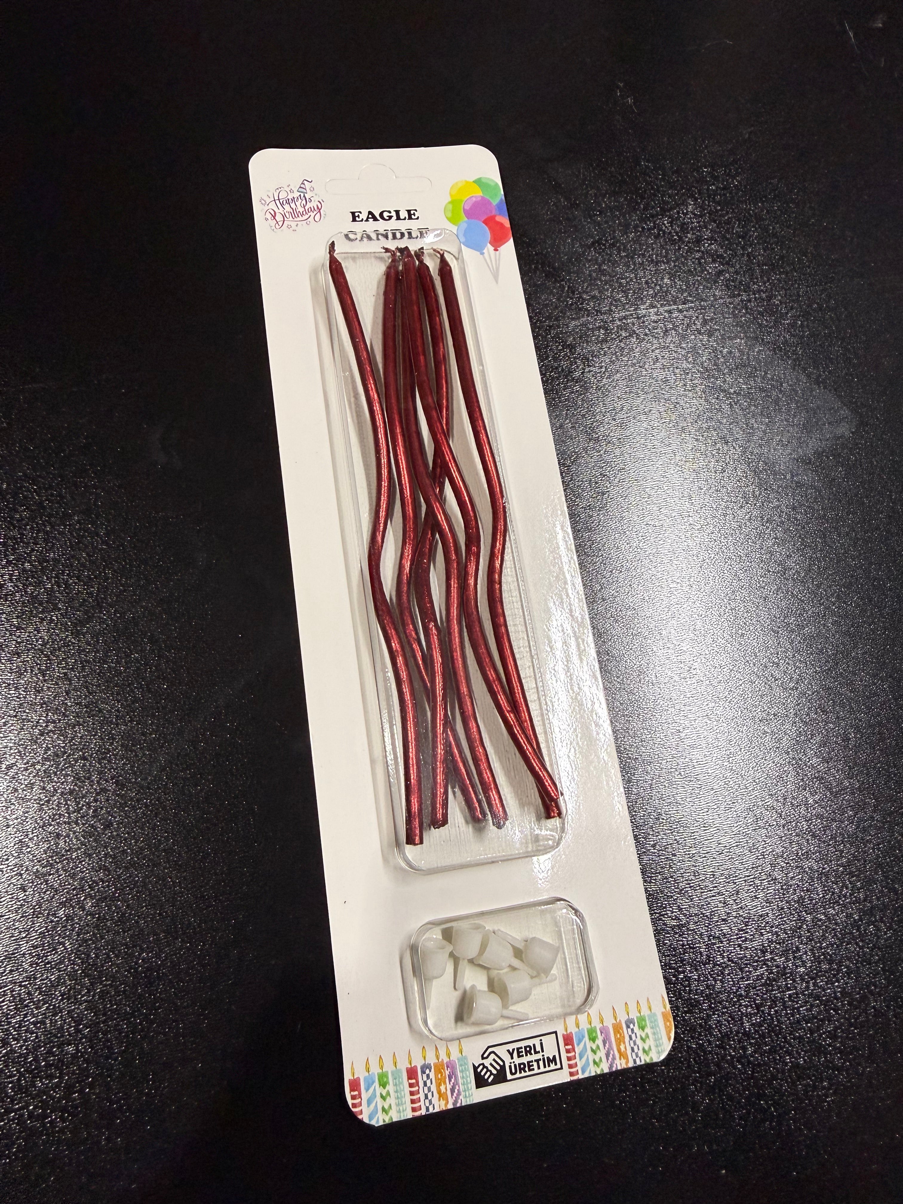 10'lu Paket, 6’lı Adet Kırmızı Pasta Kıvrık Mumu (Paket Fiyatı 30 TL)