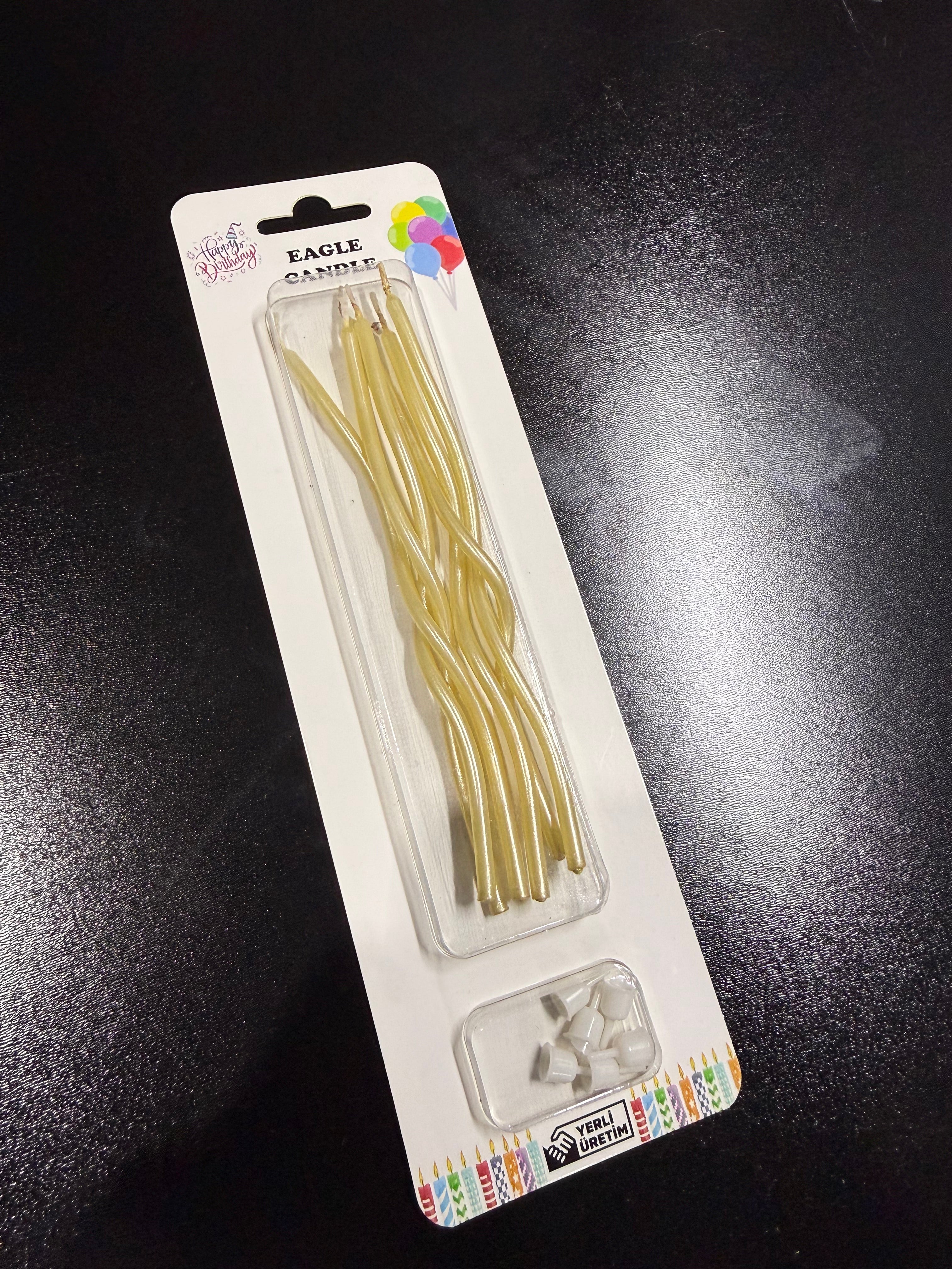 10'lu Paket Modern Kıvrık Mum - Gold Pasta Mumu Seti