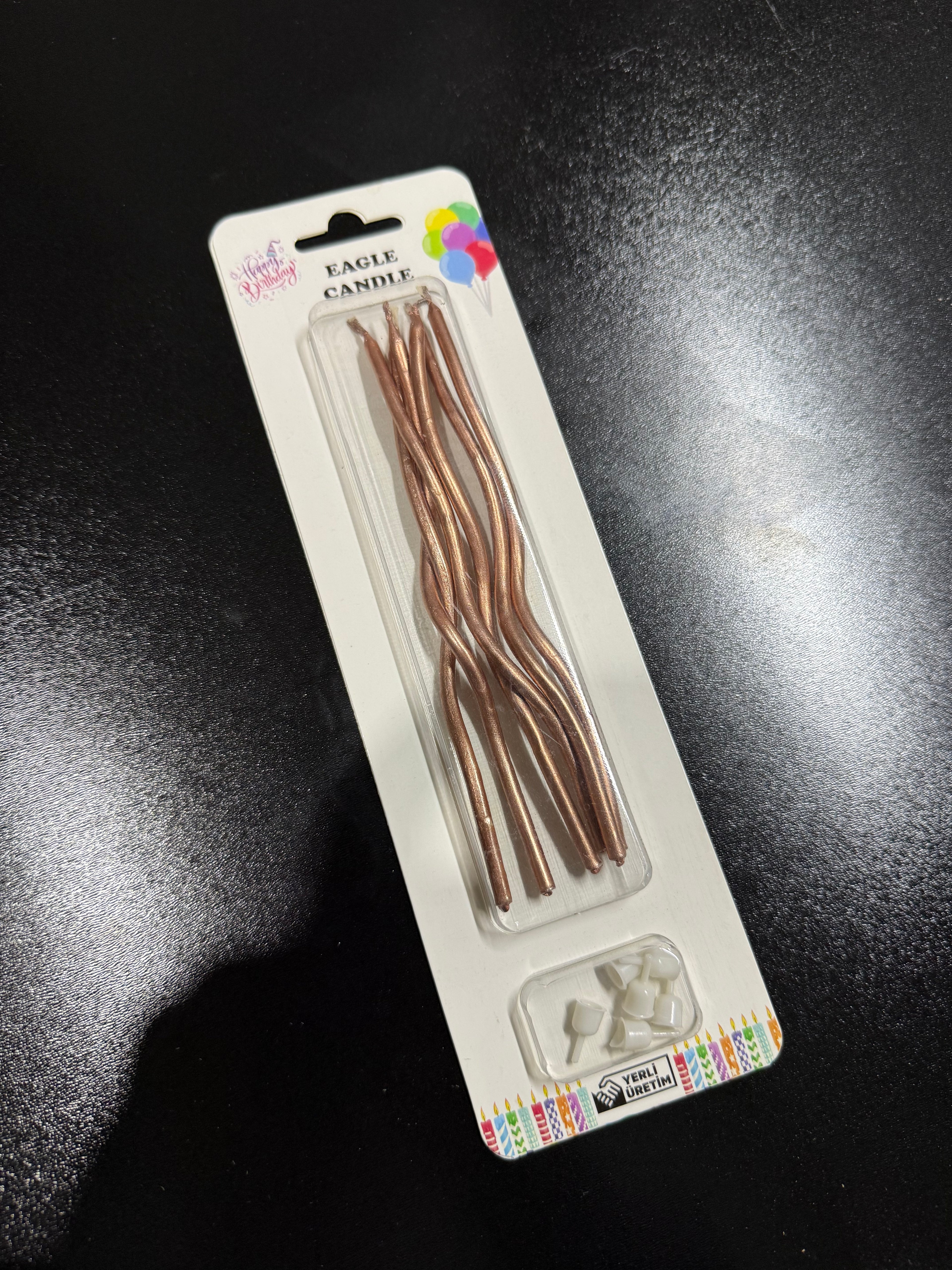 10'lu Paket, 6’lı Adet (Rose Brown) Pasta Kıvrık Mumu (Paket Fiyatı 30 TL)