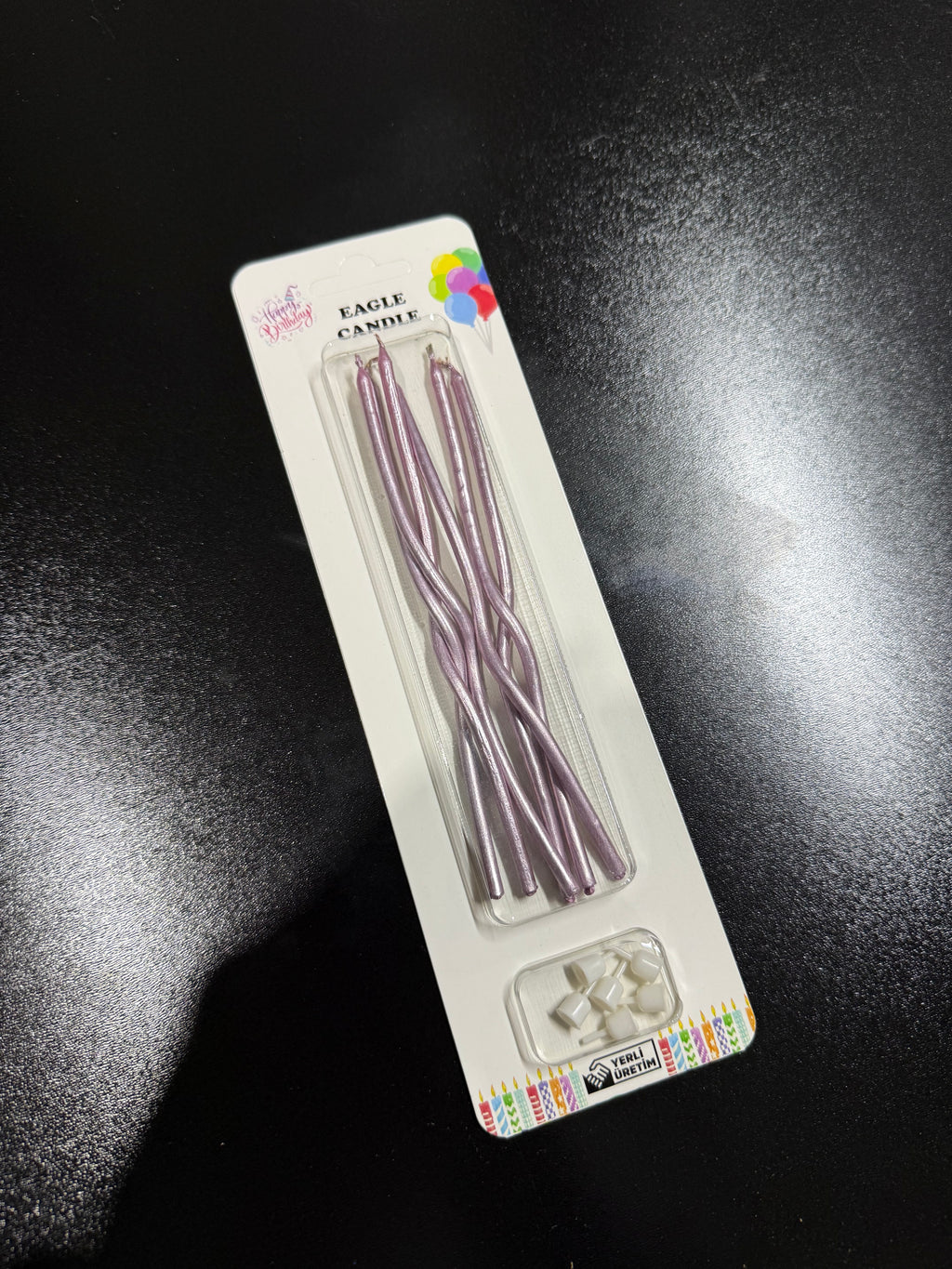 10'lu Paket, 6’lı Adet Mor Pasta Kıvrık Mumu (Paket Fiyatı 30 TL)