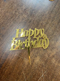 20'li Gold Pleksi Happy Birthday Pasta Süsü - Aynalı Altın Topper Seti