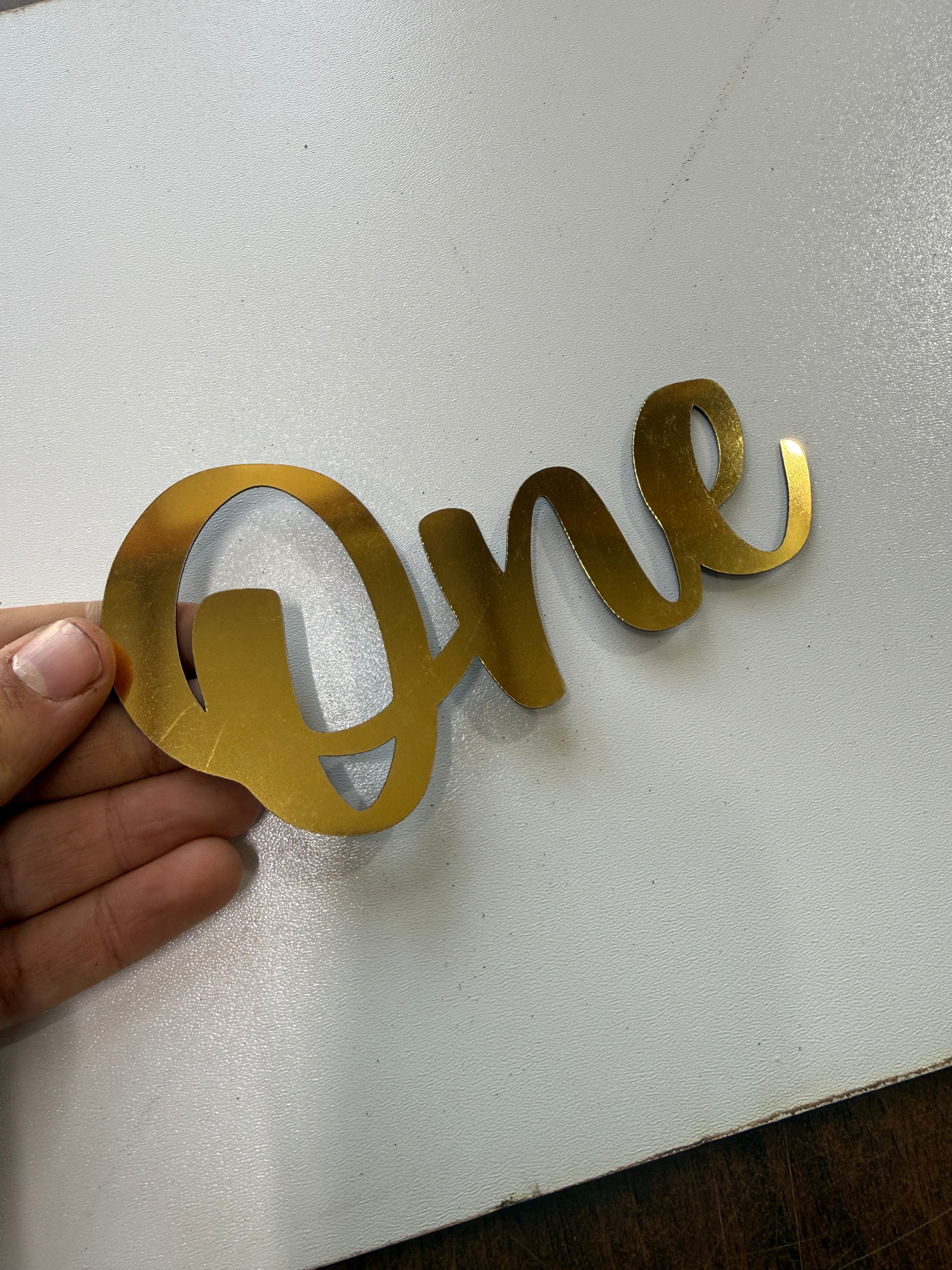 10-Count Gold Mirrored Plexiglass "One" Cake Topper - 1st Birthday Cake Decoration