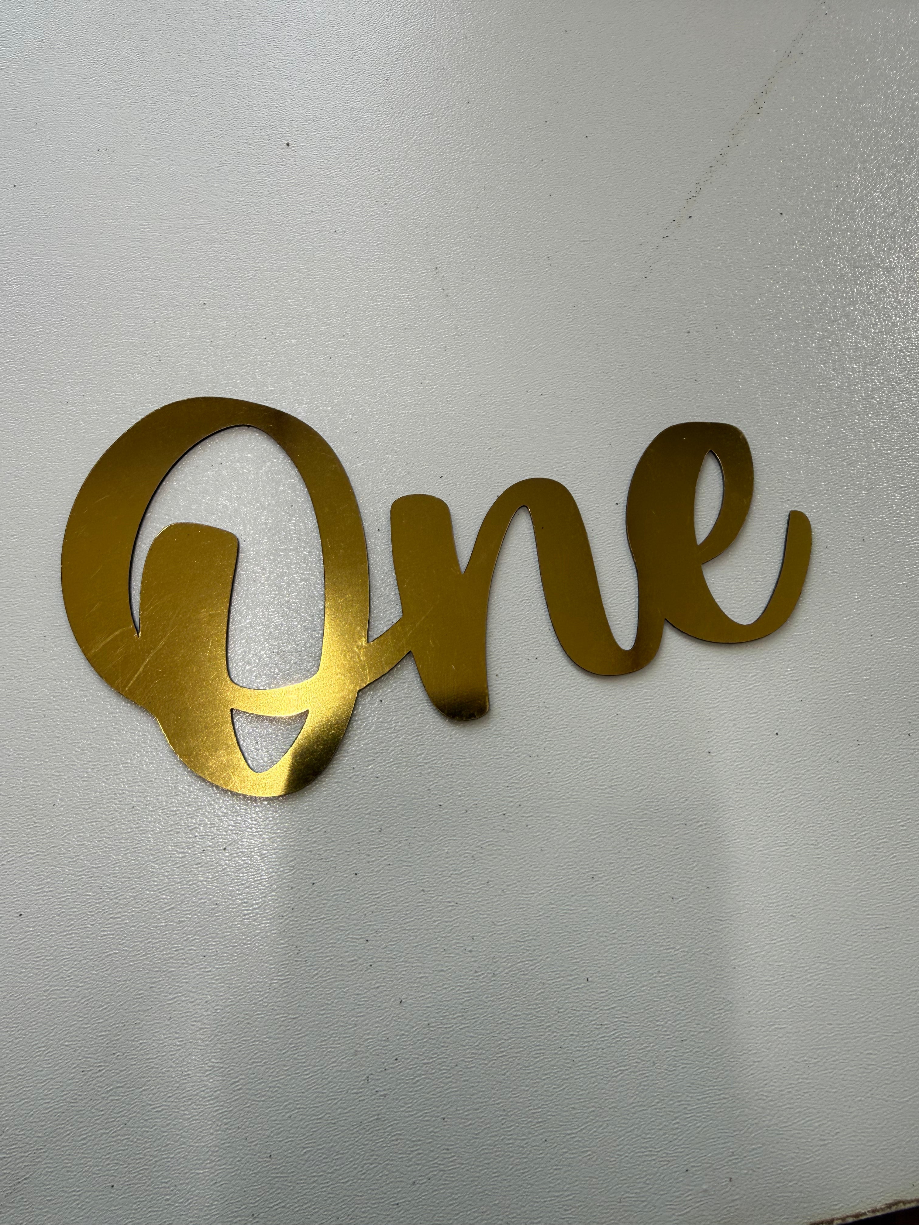 10-Count Gold Mirrored Plexiglass "One" Cake Topper - 1st Birthday Cake Decoration
