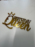 20'li Paket Aynalı Pleksi "Birthday Queen" Pasta Süsü - Altın Renk Lüks Cake Topper Seti (Tanesi 20 TL)