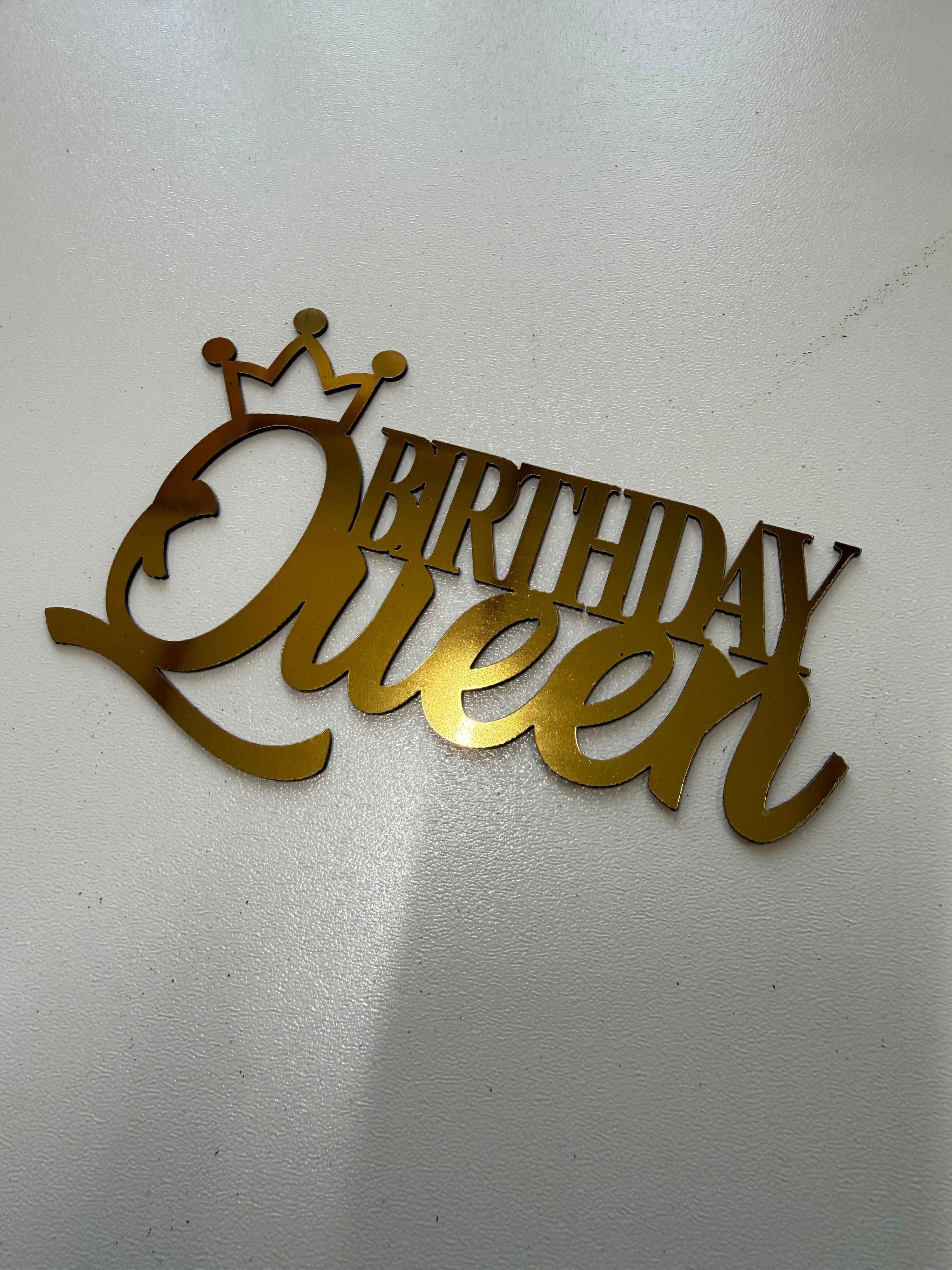 20'li Paket Aynalı Pleksi "Birthday Queen" Pasta Süsü - Altın Renk Lüks Cake Topper Seti (Tanesi 20 TL)
