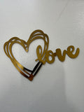 10-piece Gold Mirrored Plexiglass Heart "Love" Cake Topper - Romantic Cake Decoration