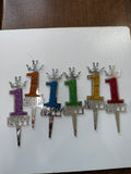 20-Piece Crowned Gold Plexi & Colored Eva Foam "1" Cake Topper Set – 7 Color Options
