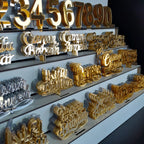 Pleksi Pasta Süsleri Seti – 150 Rakam, 100 Yazı, Altın & Gümüş Renk Standlı Tam Set