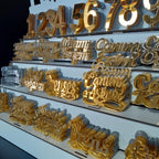 Pleksi Pasta Süsleri Seti – 150 Rakam, 100 Yazı, Altın & Gümüş Renk Standlı Tam Set