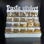 Pleksi Pasta Süsleri Seti – 150 Rakam, 100 Yazı, Altın & Gümüş Renk Standlı Tam Set