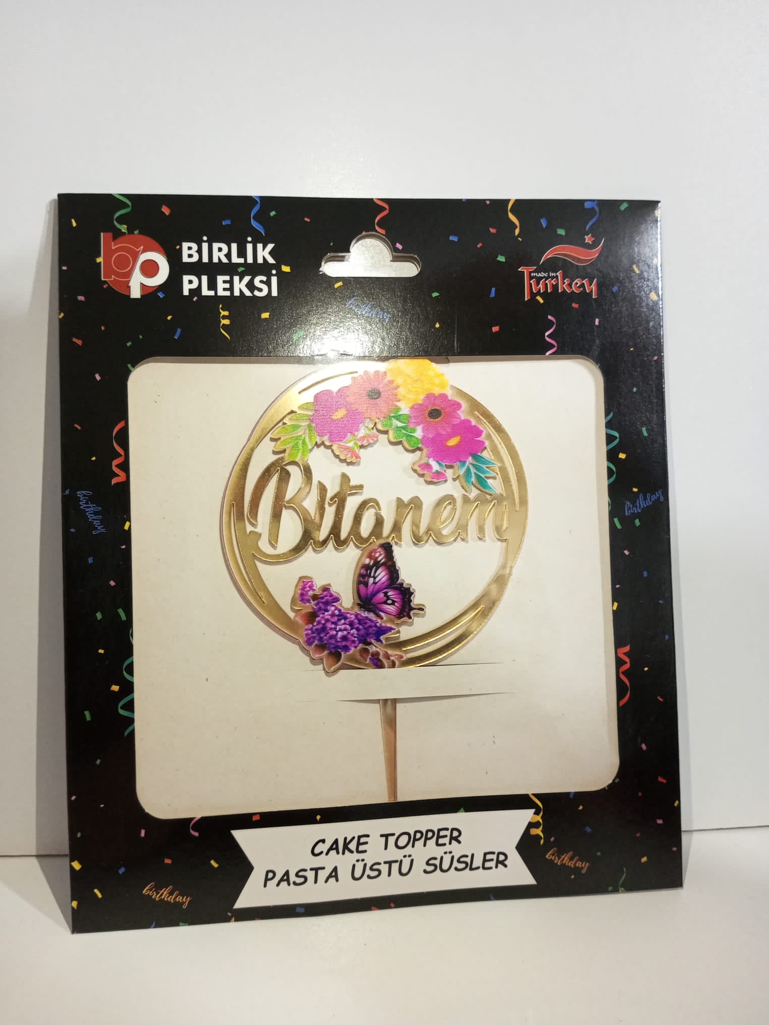 Dekoratif Pleksi Pasta Üstü Süs – “Bitanem” Temalı Cake Topper