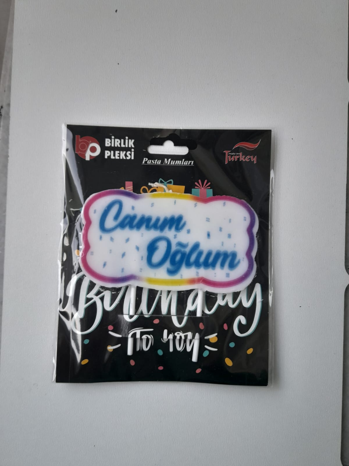 UV Baskılı "Canım Oğlum" Yazılı Doğum Günü Pasta Mumu