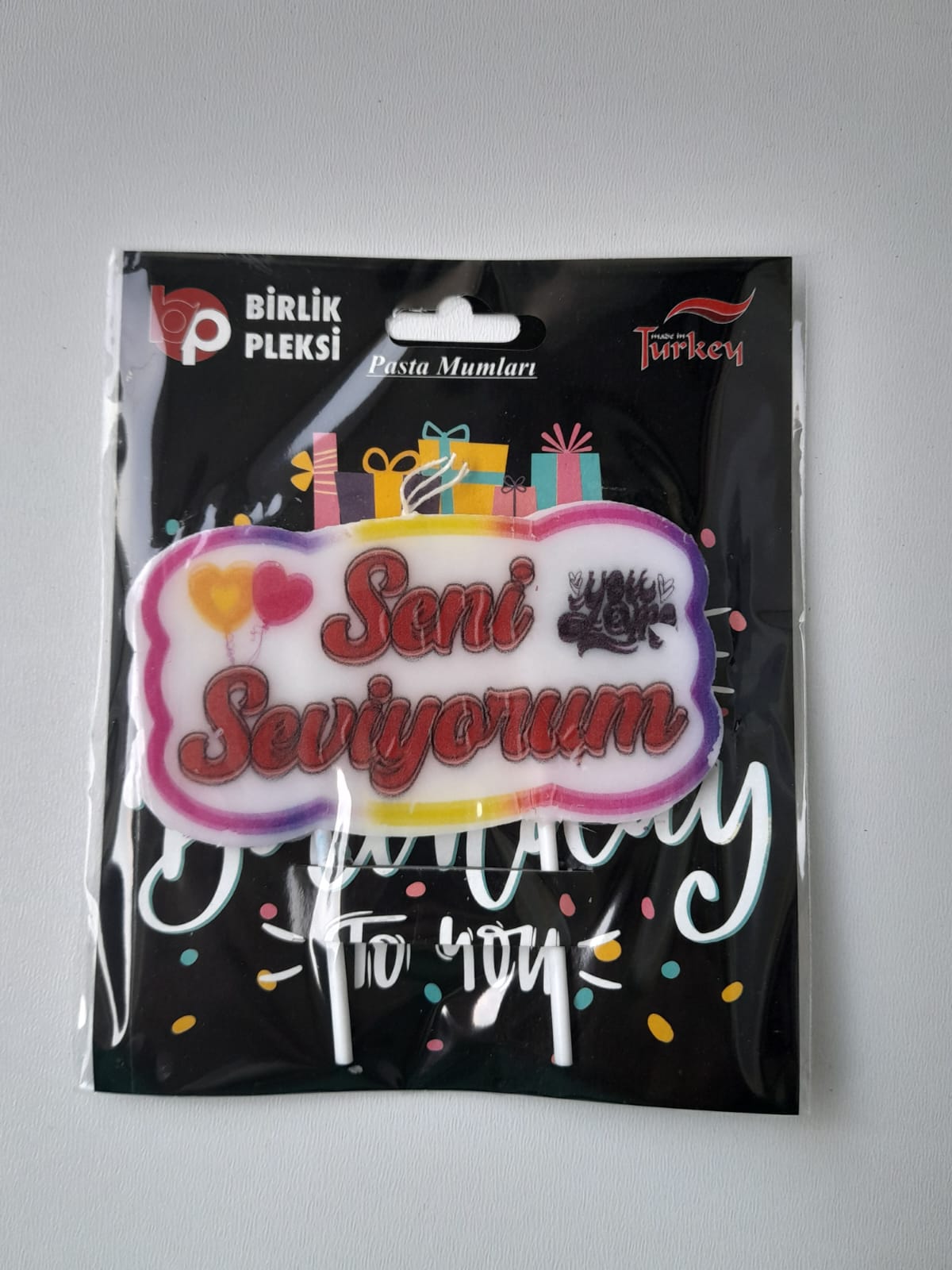 UV Baskılı "Seni Seviyorum" Yazılı Doğum Günü Pasta MumuMum