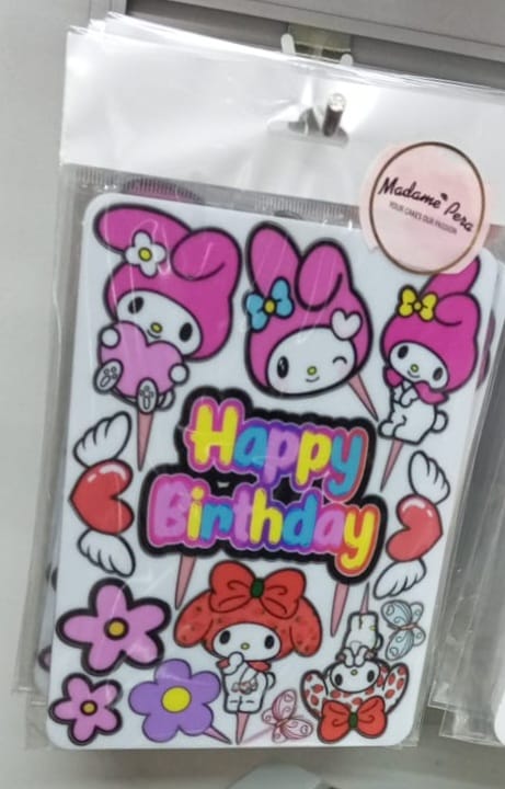 Sevimli Karakter Temalı Happy Birthday Pasta Üstü Süs – Renkli Cake Topper
