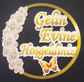 Gelin Evine Hoşgeldiniz Pleksi Süs – Altın Renkli Dekoratif Tabela