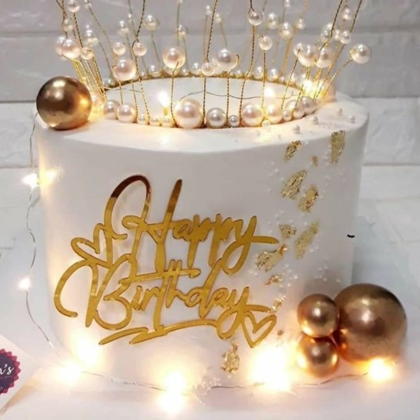 Pasta Üstü Pleksi Yazı – Happy Birthday Kalpli (Altın / Gümüş Seçenekli)