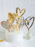 20 Gold Plexiglass Heart Pattern Cake Toppers - 7-Piece Set (Wholesale)